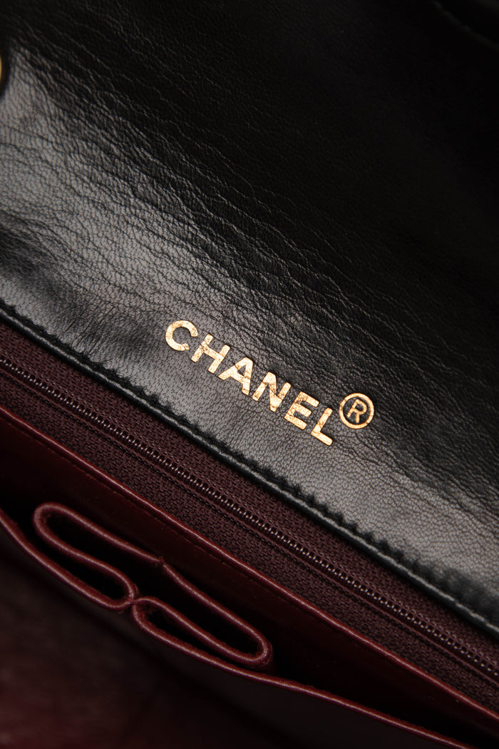 80s Chanel Black Lambskin Small Single Flap Shoulder Bag