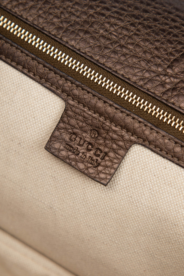 2010s Gucci Metallic Leather & Bamboo Top Handle Bag