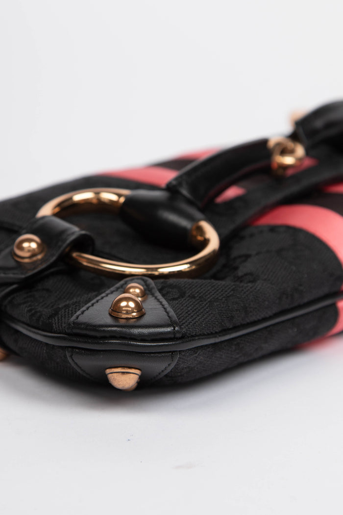RARE Vintage Gucci GG Black Monogram Horsebit Shoulder Bag