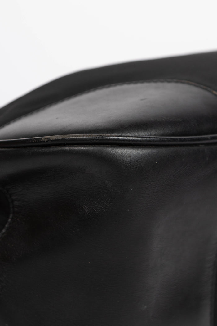 2000s Prada Black Nylon Part Leather Small Shoulder Bag