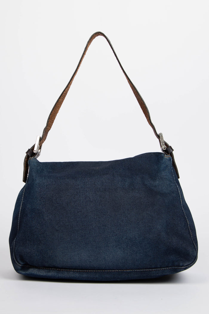 Vintage Fendi Denim Mamma Baguette Shoulder Bag