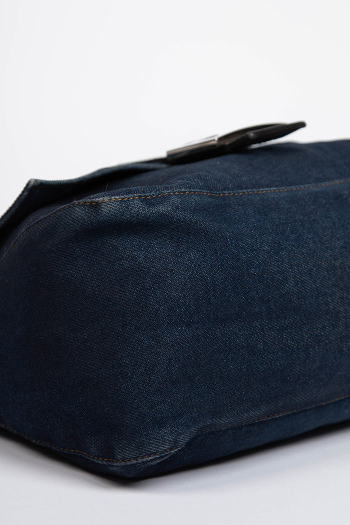 Vintage Fendi Denim Mamma Baguette Shoulder Bag
