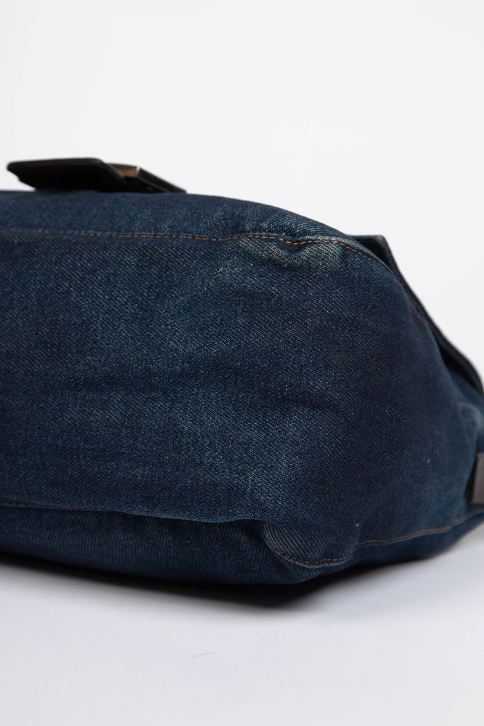 Vintage Fendi Denim Mamma Baguette Shoulder Bag