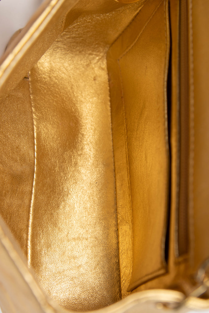 RARE 2000s Chanel Gold Lambskin Leather Mini Square Single Flap Bag 24k GHW