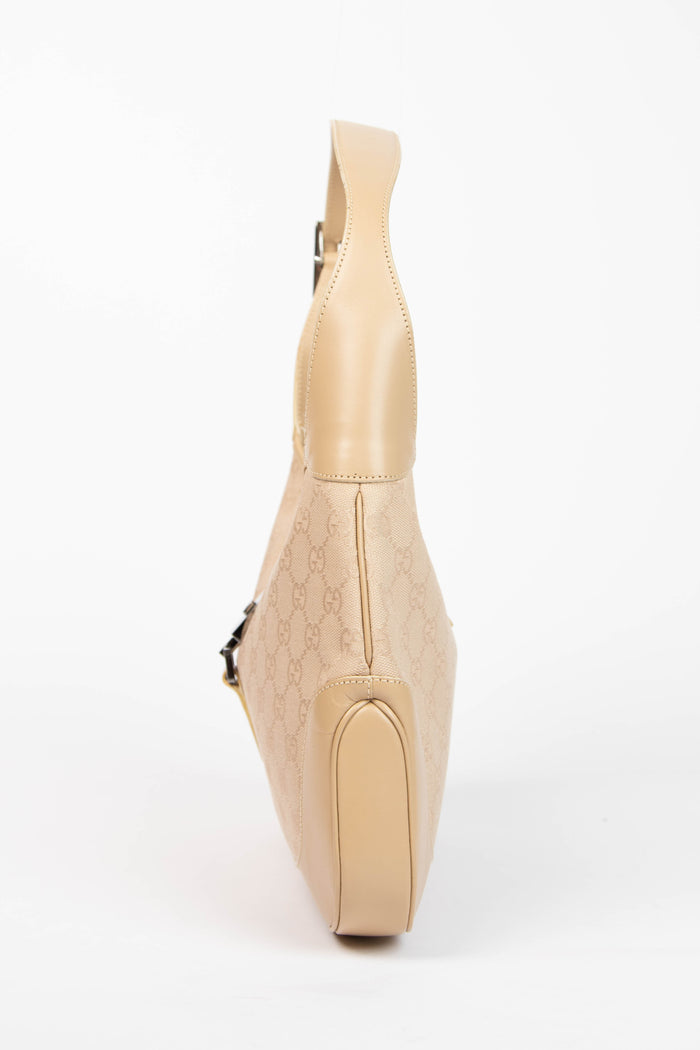 Vintage Gucci Beige Canvas and Leather  Jackie Shoulder Bag