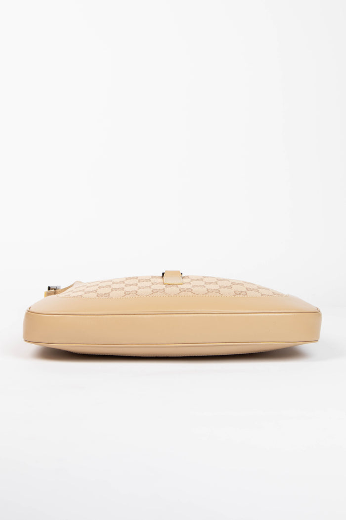 Vintage Gucci Beige Canvas and Leather  Jackie Shoulder Bag