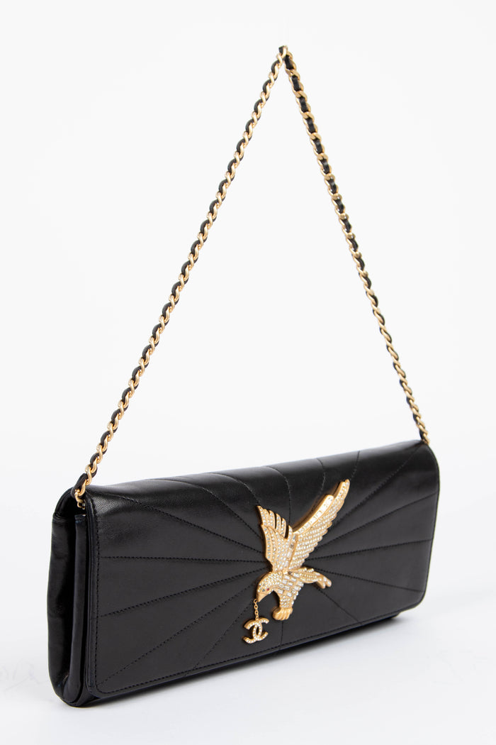 2000s Chanel Imperial Eagle Leather Clutch Bag
