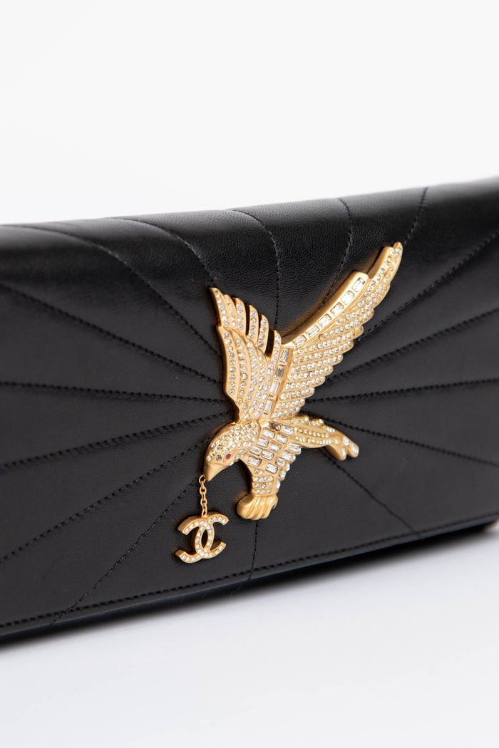 2000s Chanel Imperial Eagle Leather Clutch Bag