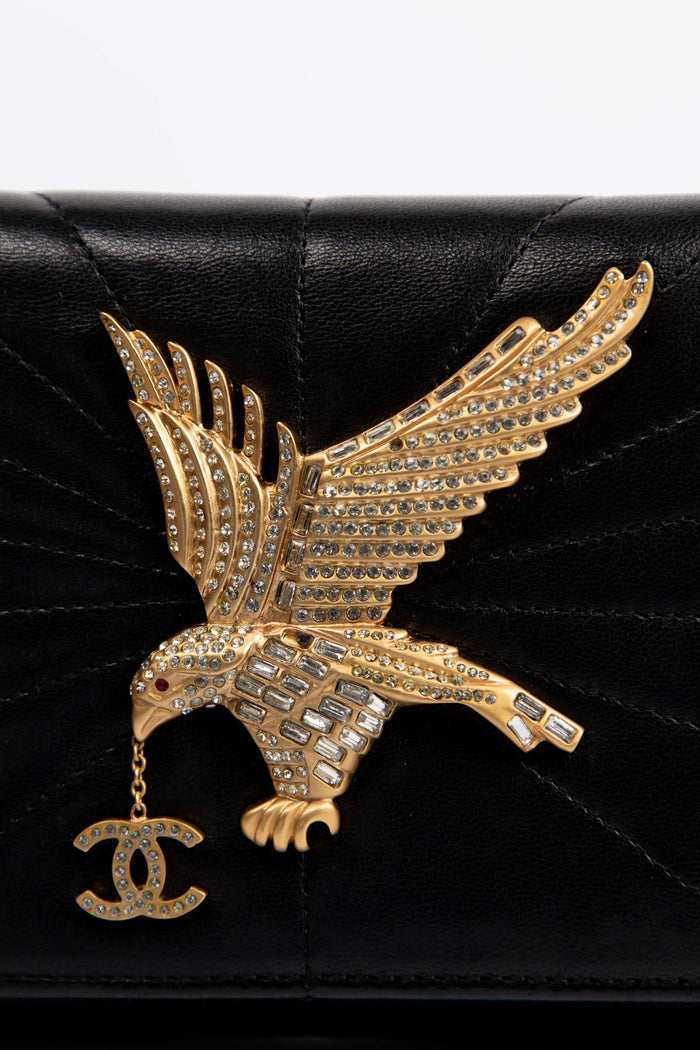 2000s Chanel Imperial Eagle Leather Clutch Bag