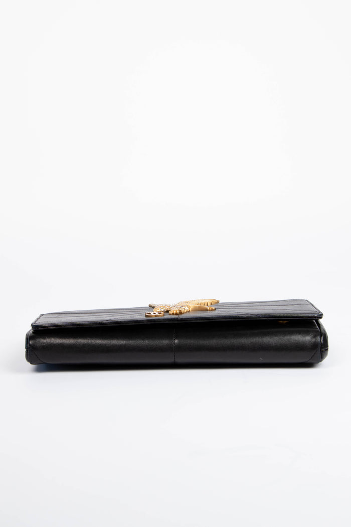 2000s Chanel Imperial Eagle Leather Clutch Bag