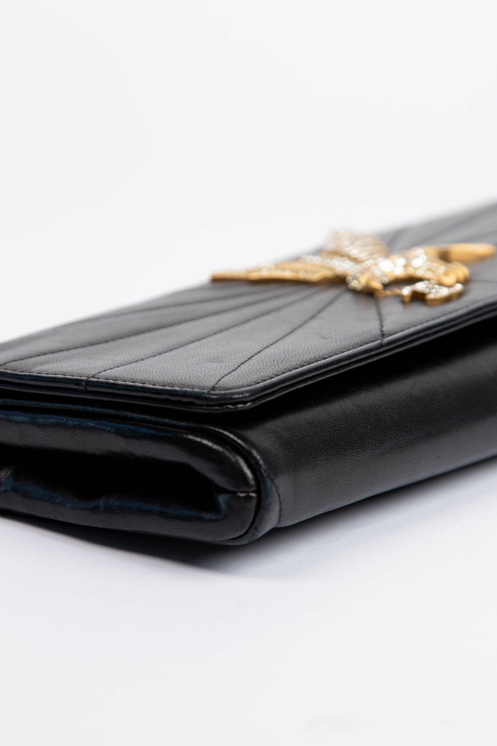 2000s Chanel Imperial Eagle Leather Clutch Bag