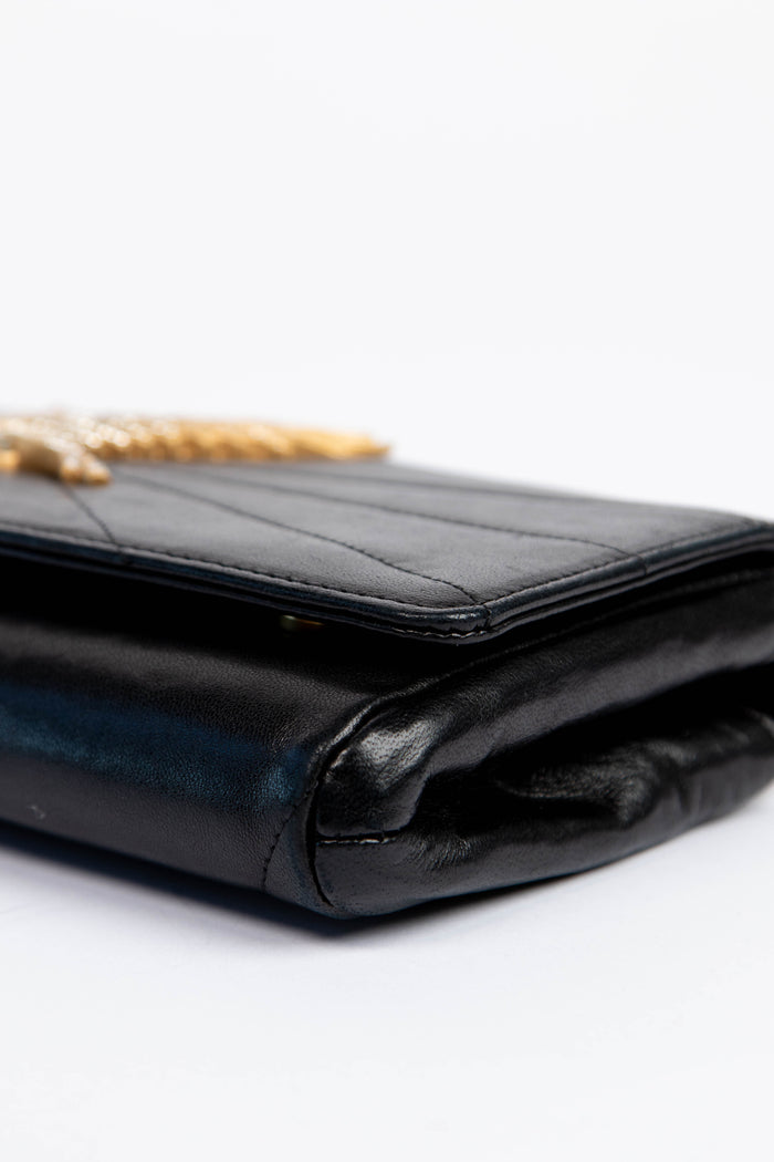 2000s Chanel Imperial Eagle Leather Clutch Bag