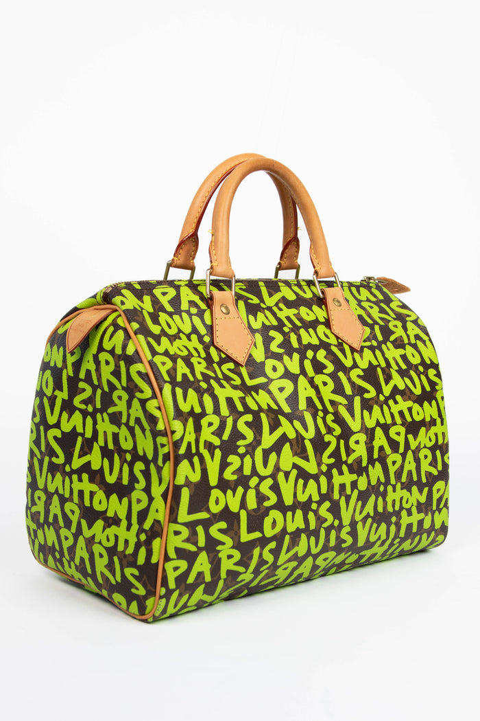SUPER RARE Louis Vuitton x Stephen Sprouse Neon Green Graffiti Speedy 30cm