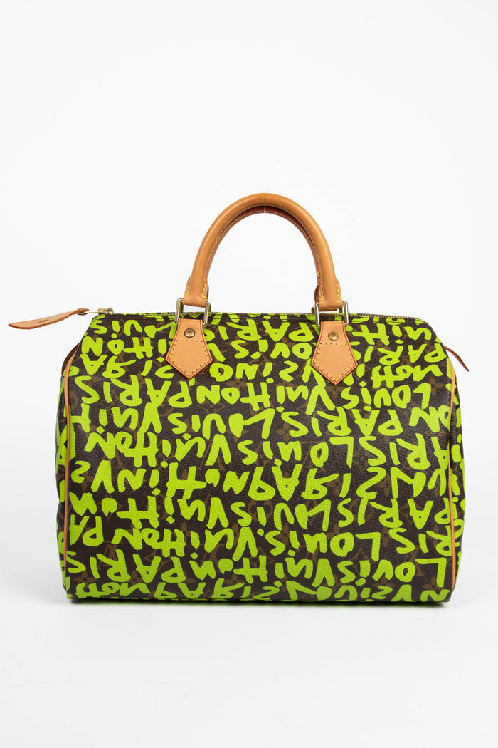 SUPER RARE Louis Vuitton x Stephen Sprouse Neon Green Graffiti Speedy 30cm