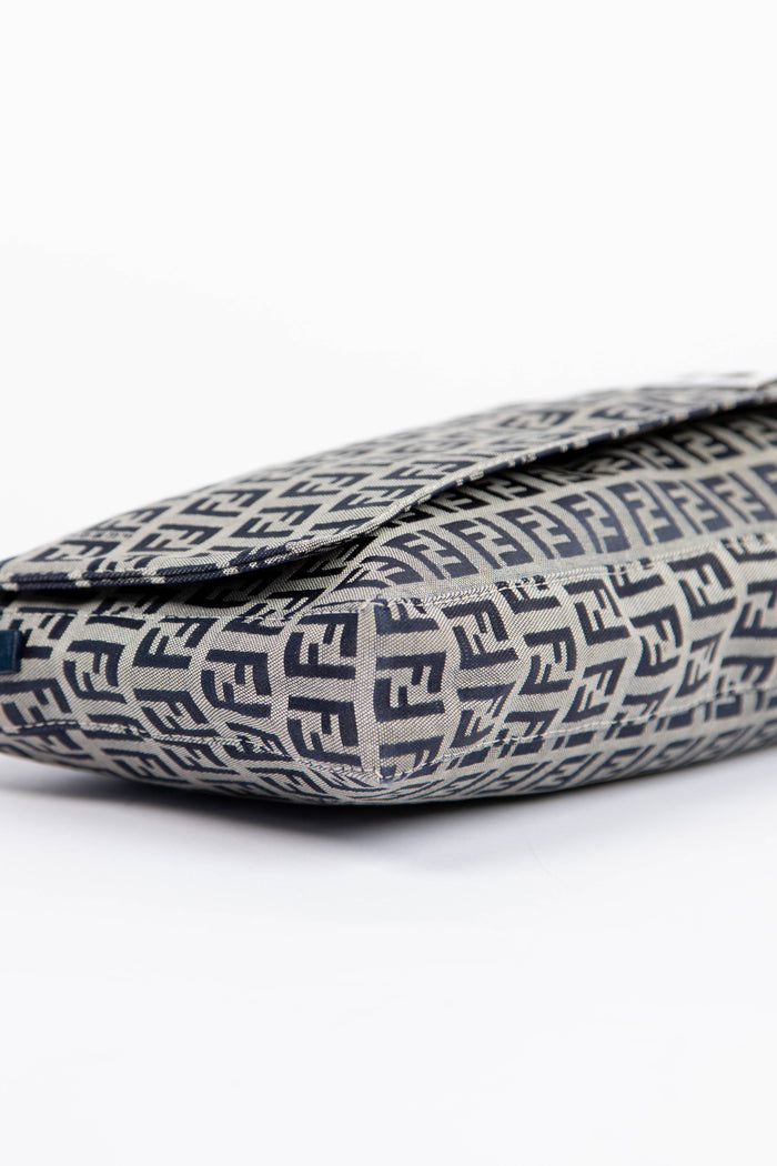 Vintage Fendi Navy Zucchino East West Shoulder Bag