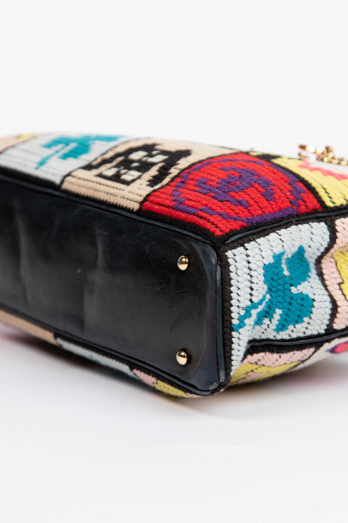 2000s Chanel Embroidered Multicolour Icon Shoulder Bag