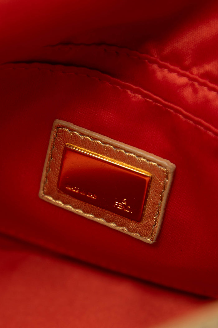 2000s Fendi Gold Metallic Zucchino Mini Mamma Shoulder Bag
