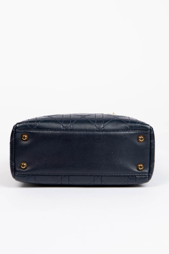 2007 Christian Dior Navy Lambskin Leather Mini Lady Dior