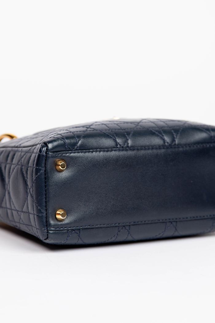 2007 Christian Dior Navy Lambskin Leather Mini Lady Dior