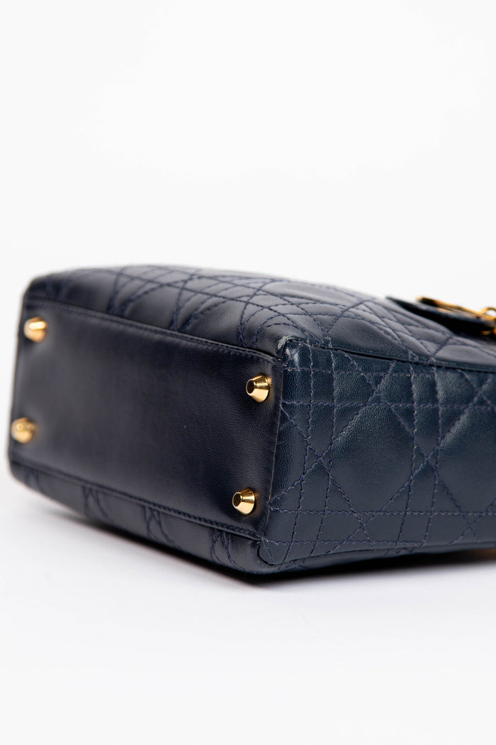 2007 Christian Dior Navy Lambskin Leather Mini Lady Dior