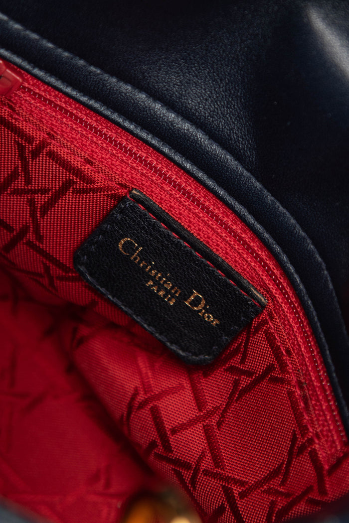 2007 Christian Dior Navy Lambskin Leather Mini Lady Dior