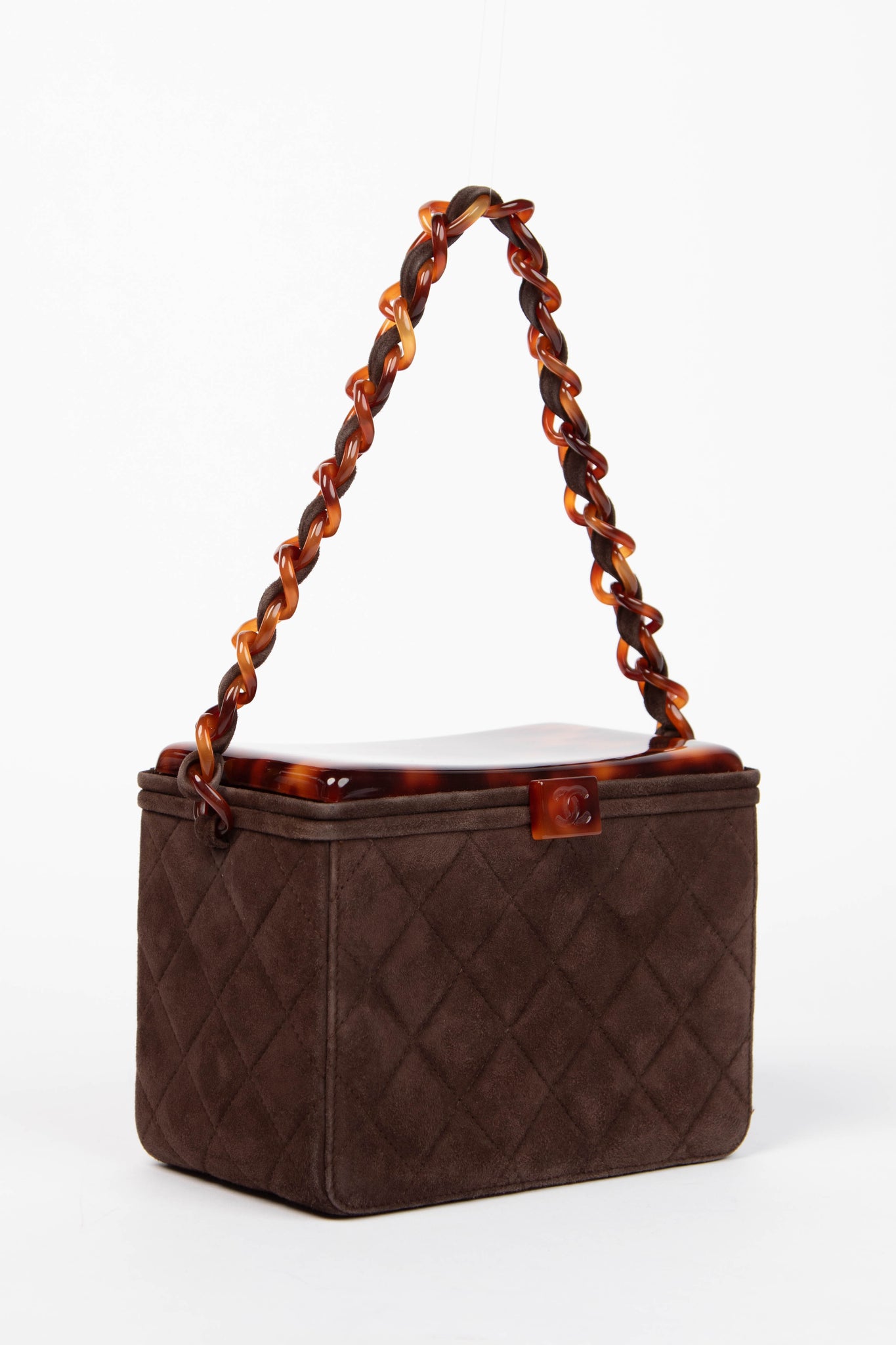 Vintage Chanel Brown Suede Vanity Box Shoulder Bag – Break Archive