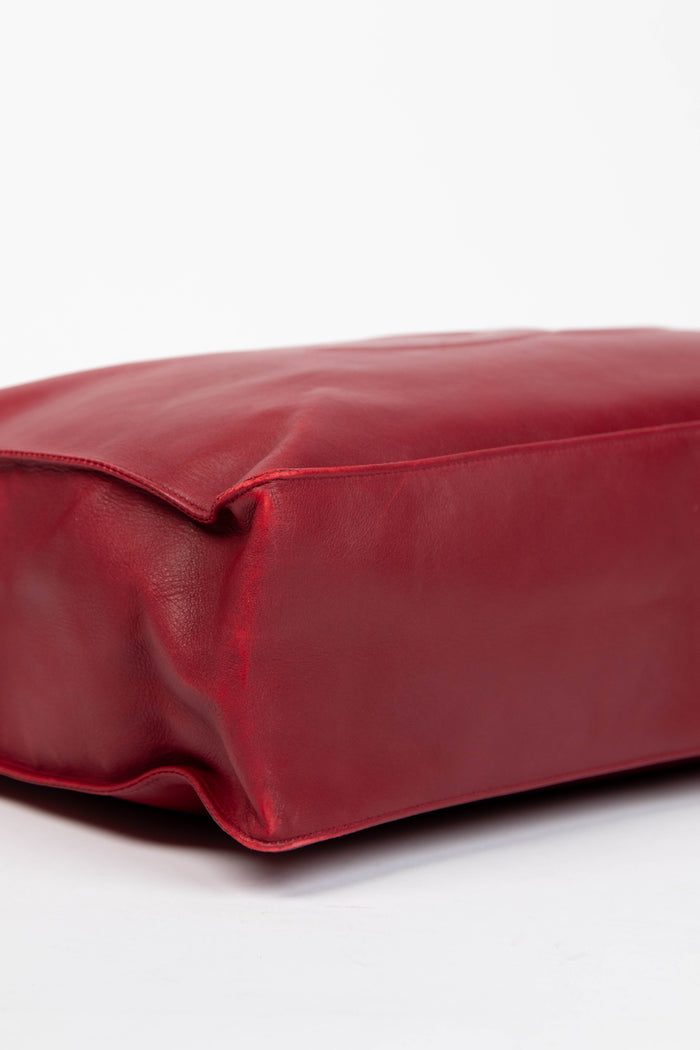 Vintage Chanel Red Lambskin Leather Tote Bag with 24K GHW