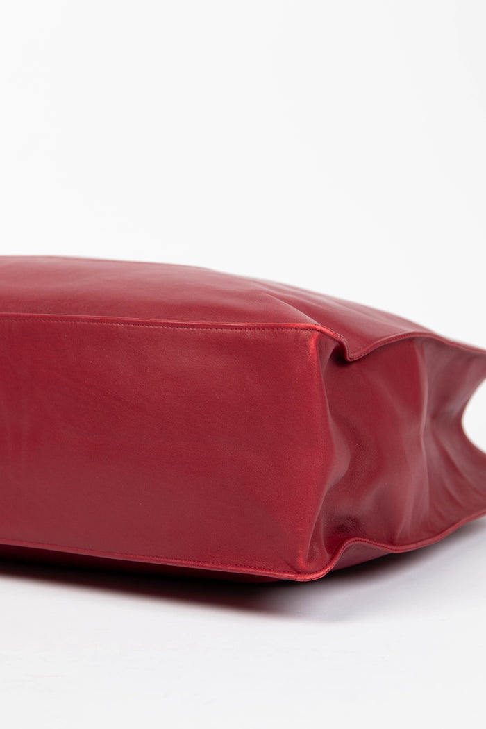 Vintage Chanel Red Lambskin Leather Tote Bag with 24K GHW