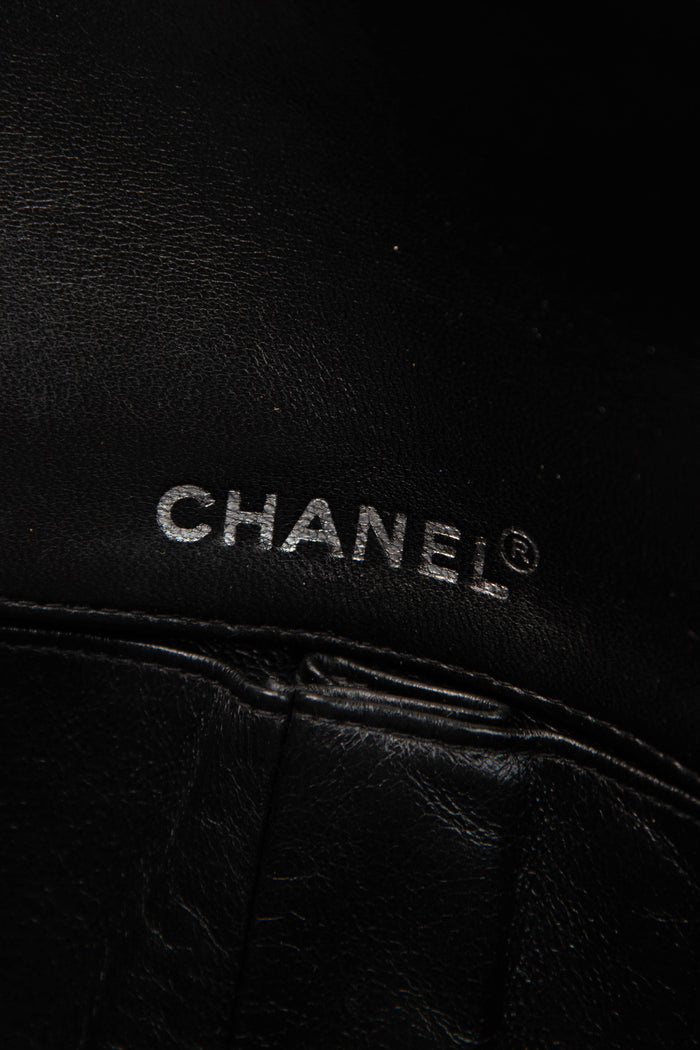 2000s Chanel Black & White Tweed East West Single Flap Bag