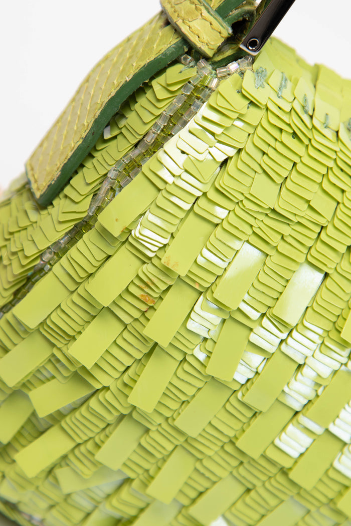 SUPER RARE Fendi Green Sequin Baguette Shoulder Bag