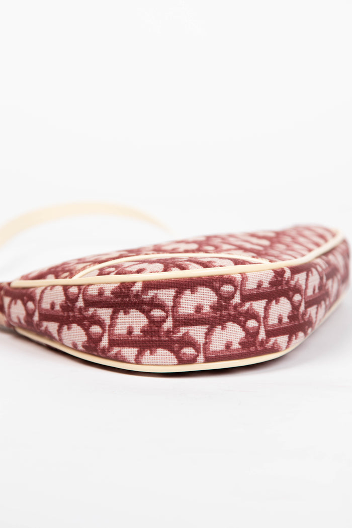 2000s Christian Dior Red Monogram Trotter Saddle Bag