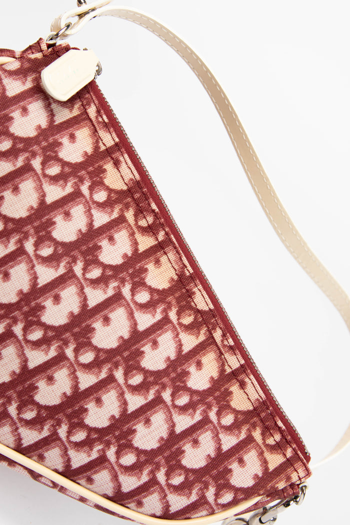 2000s Christian Dior Red Monogram Trotter Saddle Bag