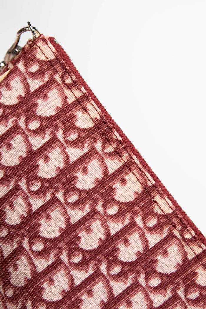 2000s Christian Dior Red Monogram Trotter Saddle Bag