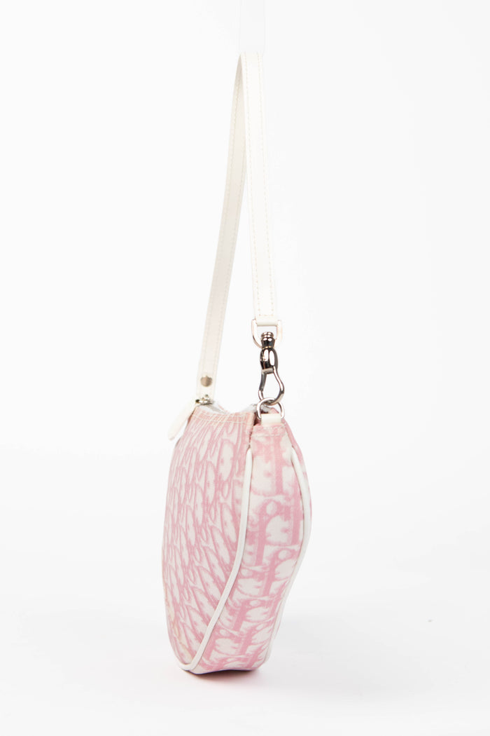2000s Christian Dior Monogram Pink Trotter Saddle Bag