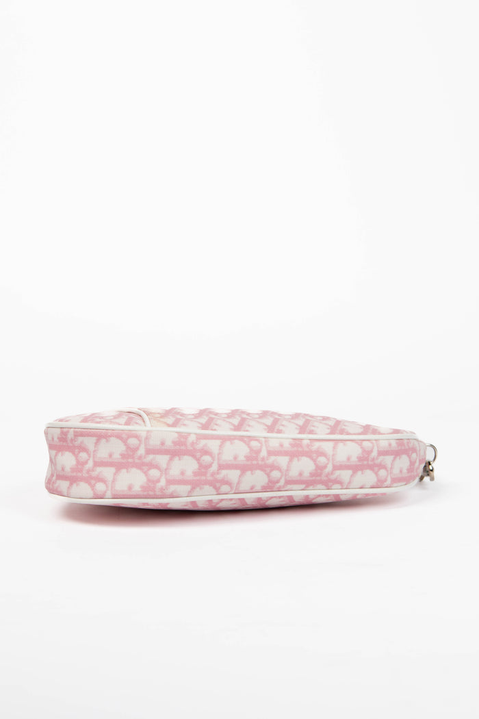 2000s Christian Dior Monogram Pink Trotter Saddle Bag