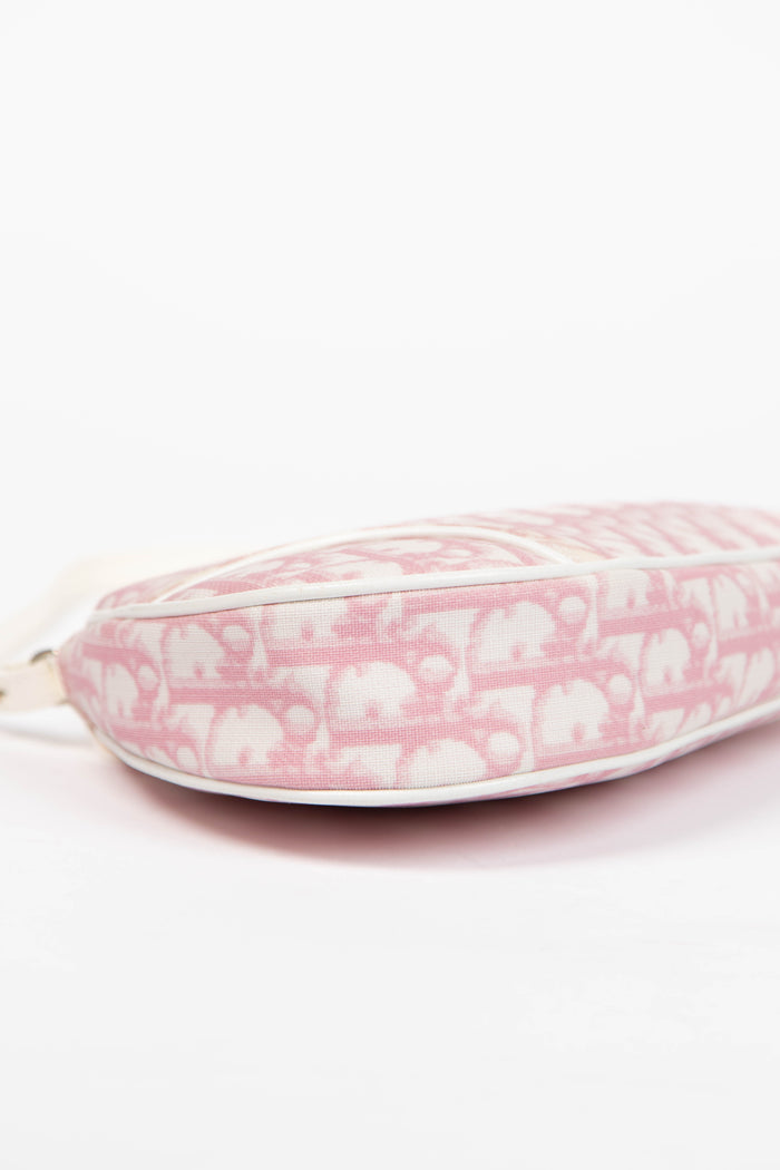 2000s Christian Dior Monogram Pink Trotter Saddle Bag
