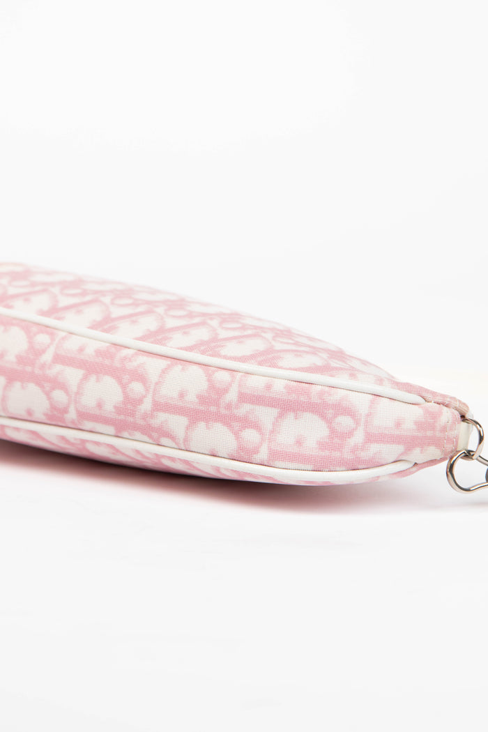 2000s Christian Dior Monogram Pink Trotter Saddle Bag