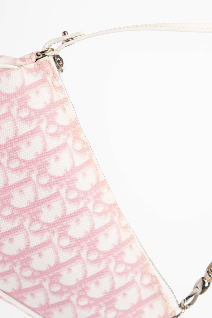 2000s Christian Dior Monogram Pink Trotter Saddle Bag