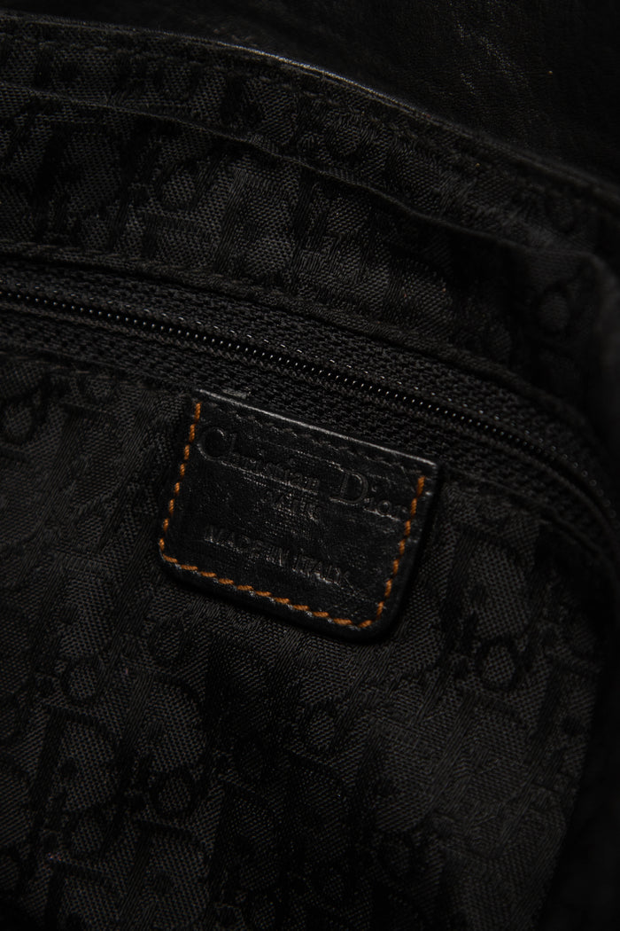 2000s Christian Dior Black Leather Gaucho Shoulder Bag