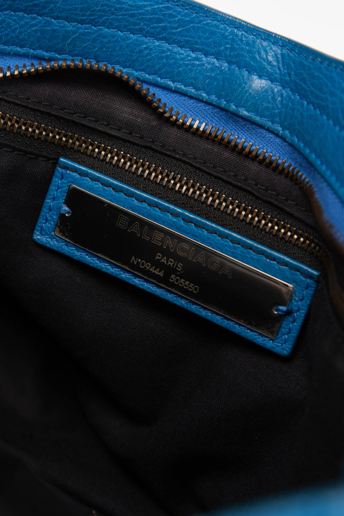 2010s Balenciaga Blue Leather City Bag