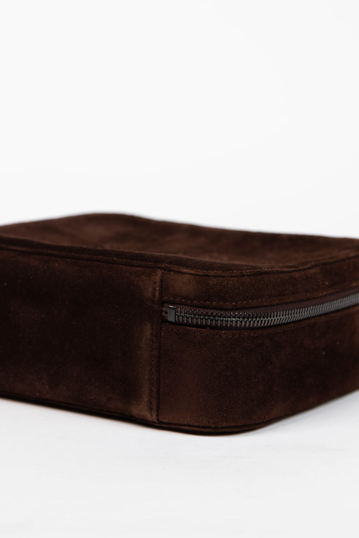 90s Chanel Brown Suede Top Handle Bag