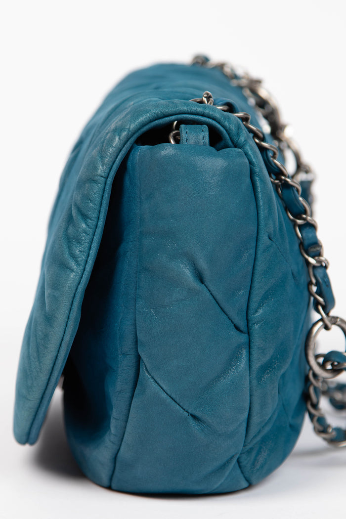2010s Chanel Blue Soft Leather Giant Flap Bag