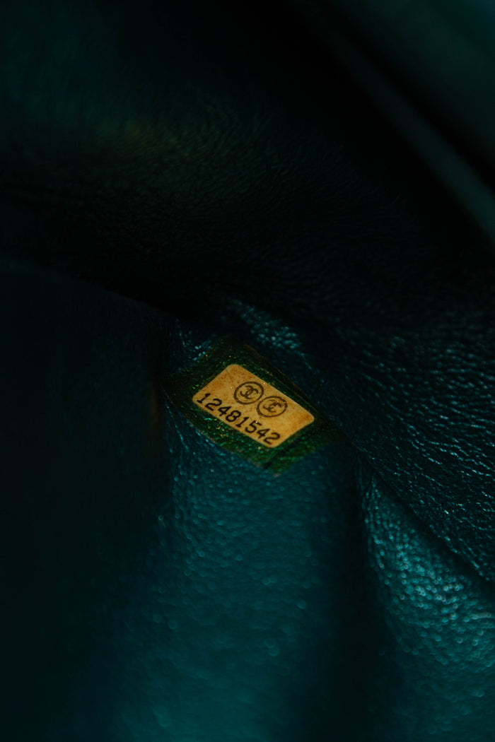 2000s Chanel Blue Metallic Re-issue Small Double Flap Shoulder Bag