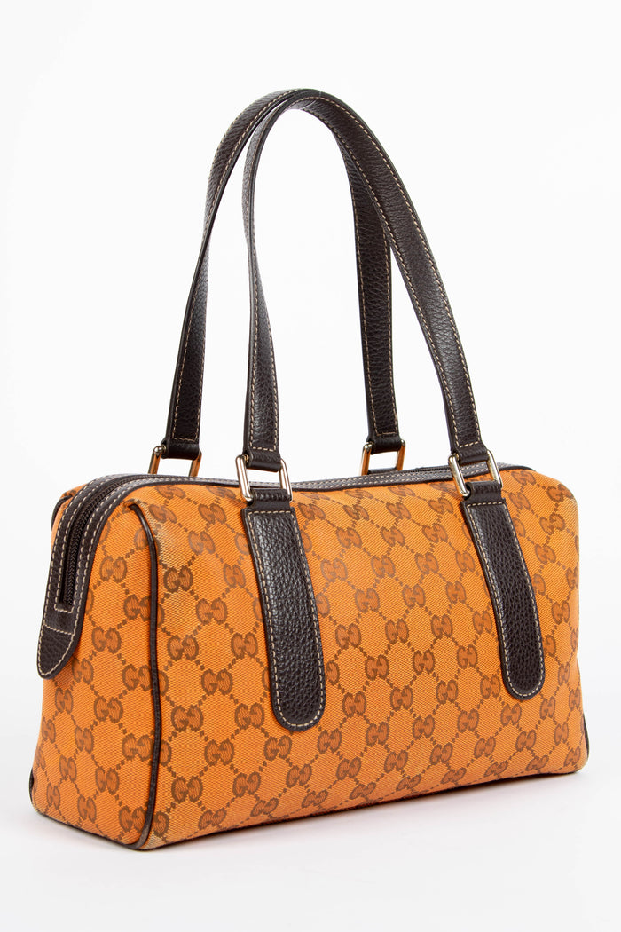Vintage Gucci Orange Monogram Boston Shoulder Bag