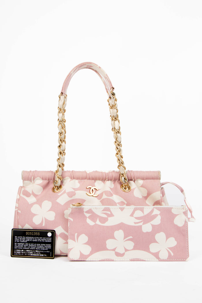 2000s Chanel Pink Clover Canvas Shoulder Bag