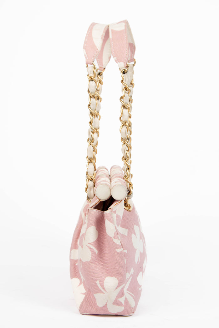 2000s Chanel Pink Clover Canvas Shoulder Bag