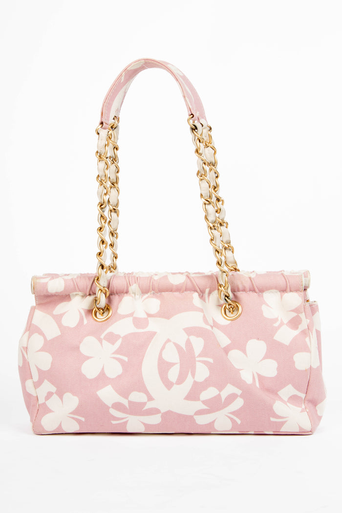 2000s Chanel Pink Clover Canvas Shoulder Bag