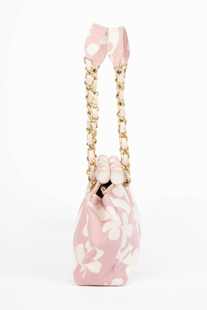 2000s Chanel Pink Clover Canvas Shoulder Bag