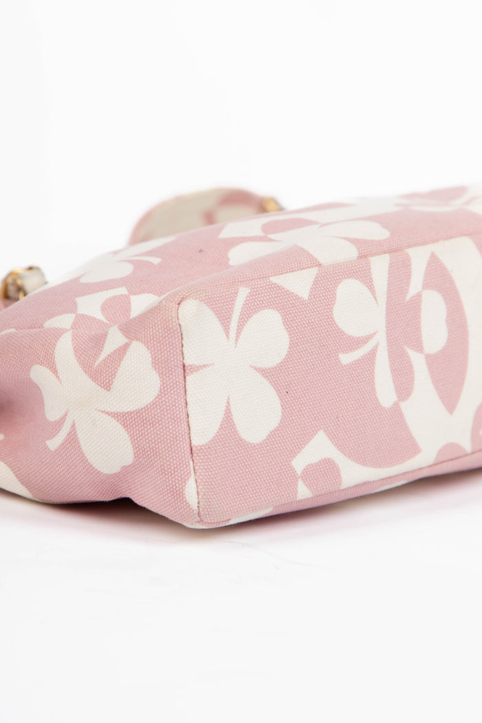 2000s Chanel Pink Clover Canvas Shoulder Bag