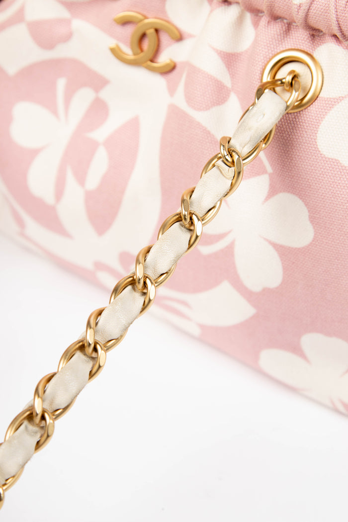 2000s Chanel Pink Clover Canvas Shoulder Bag